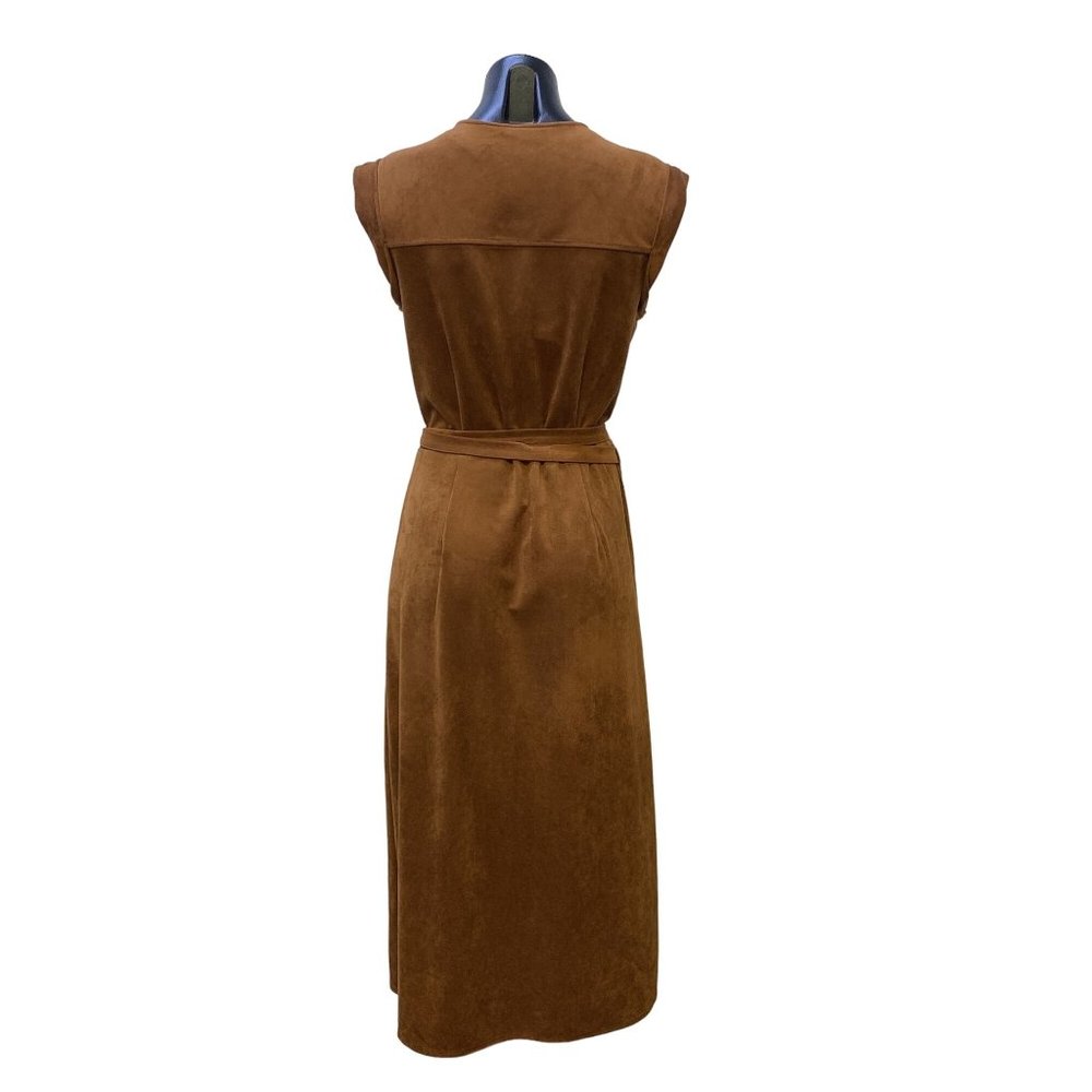 *Banana Republic Faux Suede Fabric Brown Wrap Dress Size 6 - Picture 2 of 8
